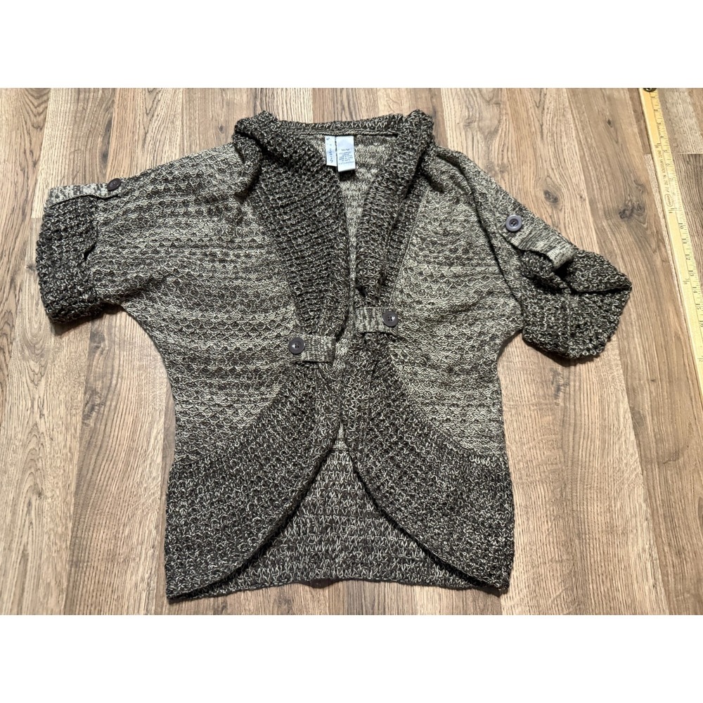Idaisy Sweater, Women's Size Medium, Brown, Short Sleeve, Open Cardigan